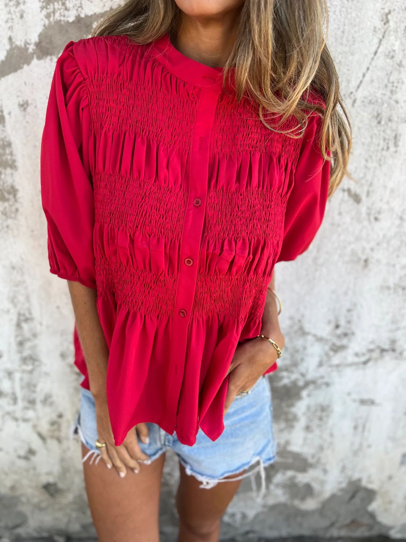 ELIZA™ - Pleated Button-Up Blouse Modehuis-Nederland