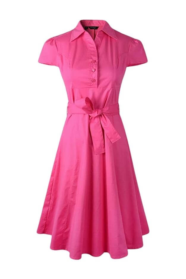 Cuffed Short Sleeve Belted Shirt Dress Modehuis-Nederland