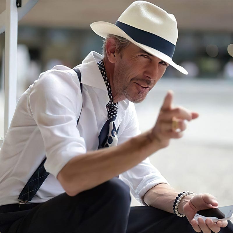 The Gatsby|Klassieke Panama-hoed met brede zwarte band – lichtgewicht strohoed voor de zomer Modehuis-Nederland