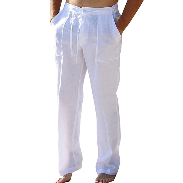 Thaddeus - Ademende Zomer Linnen Broek voor Heren - Koel, Comfortabel en Stijlvol met Elastische Taillekoord Strand Yoga Broek Modehuis-Nederland