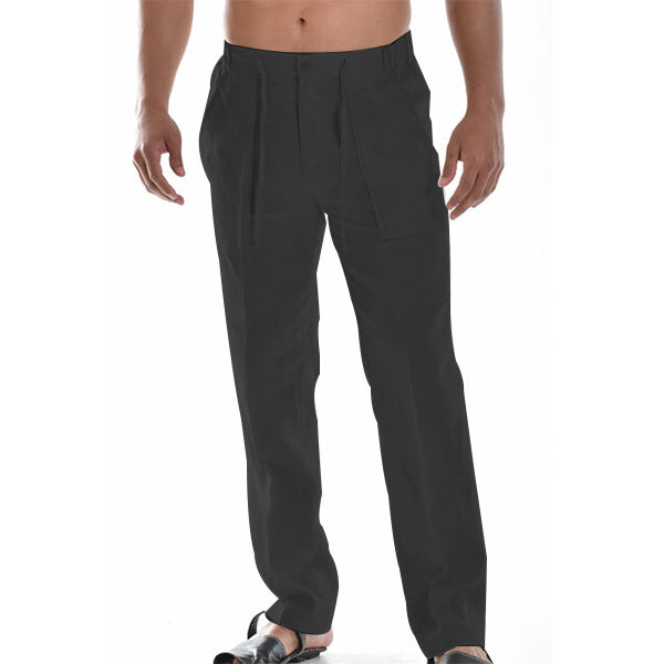 Thaddeus - Ademende Zomer Linnen Broek voor Heren - Koel, Comfortabel en Stijlvol met Elastische Taillekoord Strand Yoga Broek Modehuis-Nederland