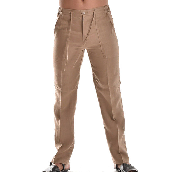 Thaddeus - Ademende Zomer Linnen Broek voor Heren - Koel, Comfortabel en Stijlvol met Elastische Taillekoord Strand Yoga Broek Modehuis-Nederland