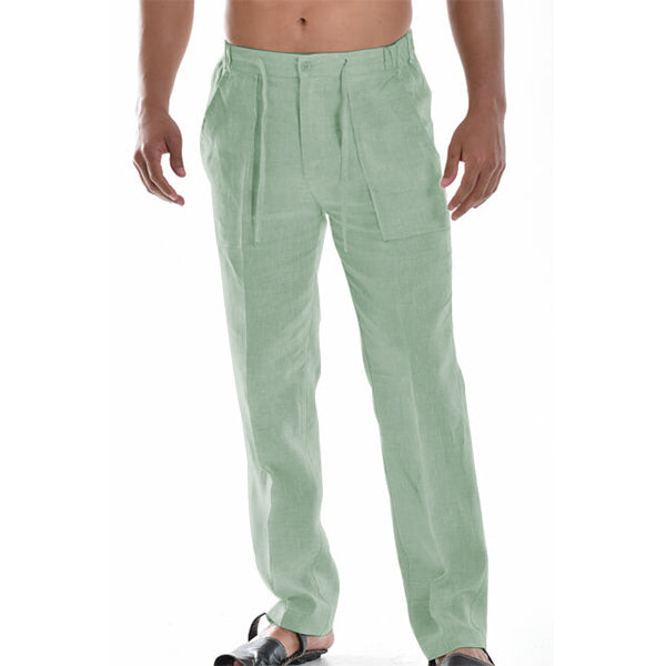 Thaddeus - Ademende Zomer Linnen Broek voor Heren - Koel, Comfortabel en Stijlvol met Elastische Taillekoord Strand Yoga Broek Modehuis-Nederland