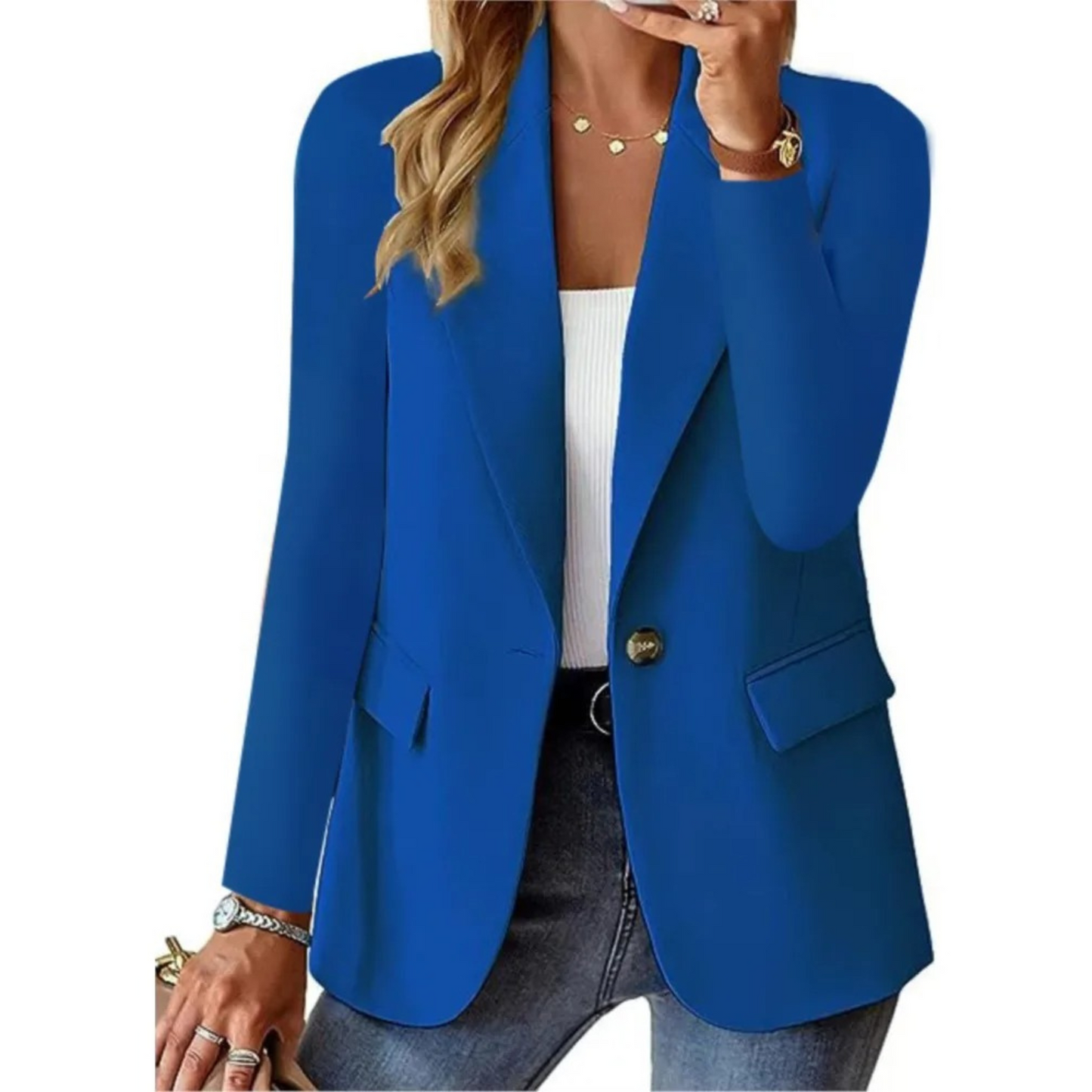 Livia - Casual Solide Lange Mouw Slanke Zak met Gesp Dames Blazer Modehuis-Nederland