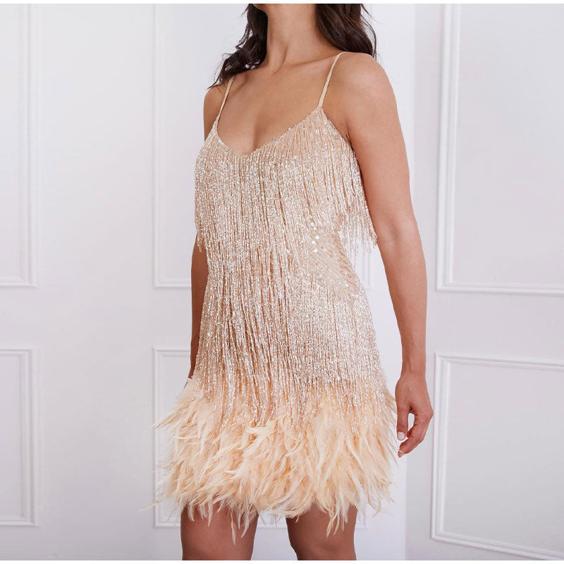 Dames glitter jurk met zomerse snit