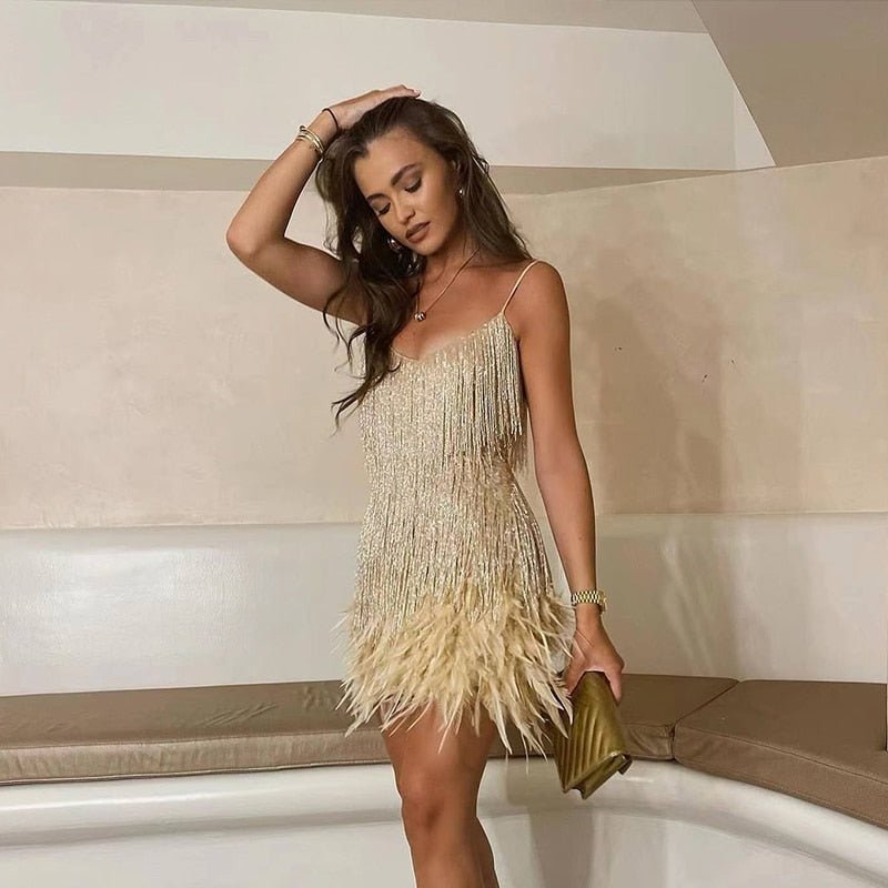 Dames glitter jurk met zomerse snit