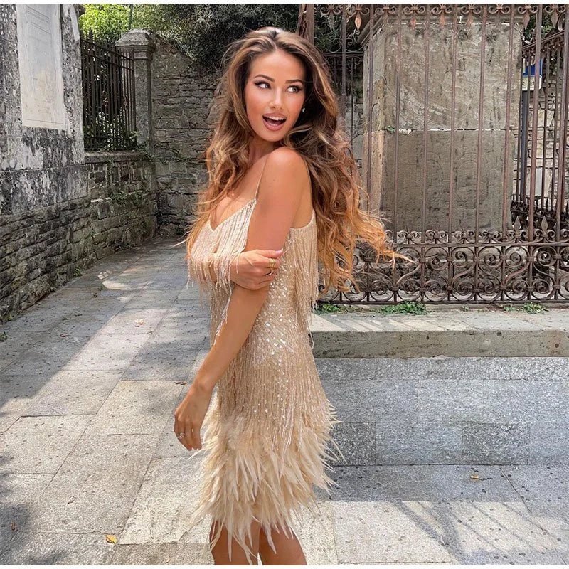 Dames glitter jurk met zomerse snit