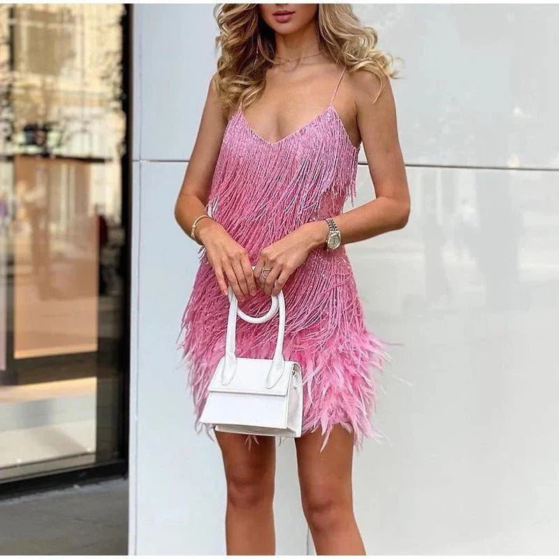 Dames glitter jurk met zomerse snit