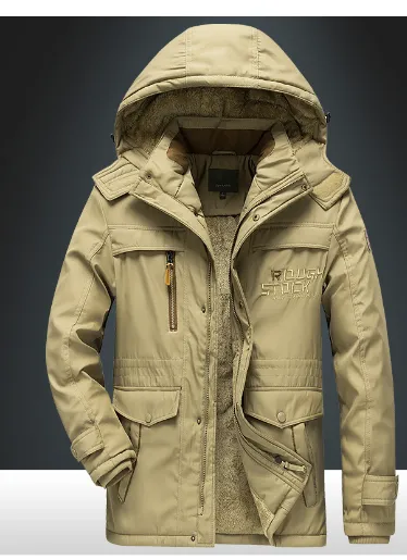 Heren winterparka met middellange snit en gestructureerde capuchon