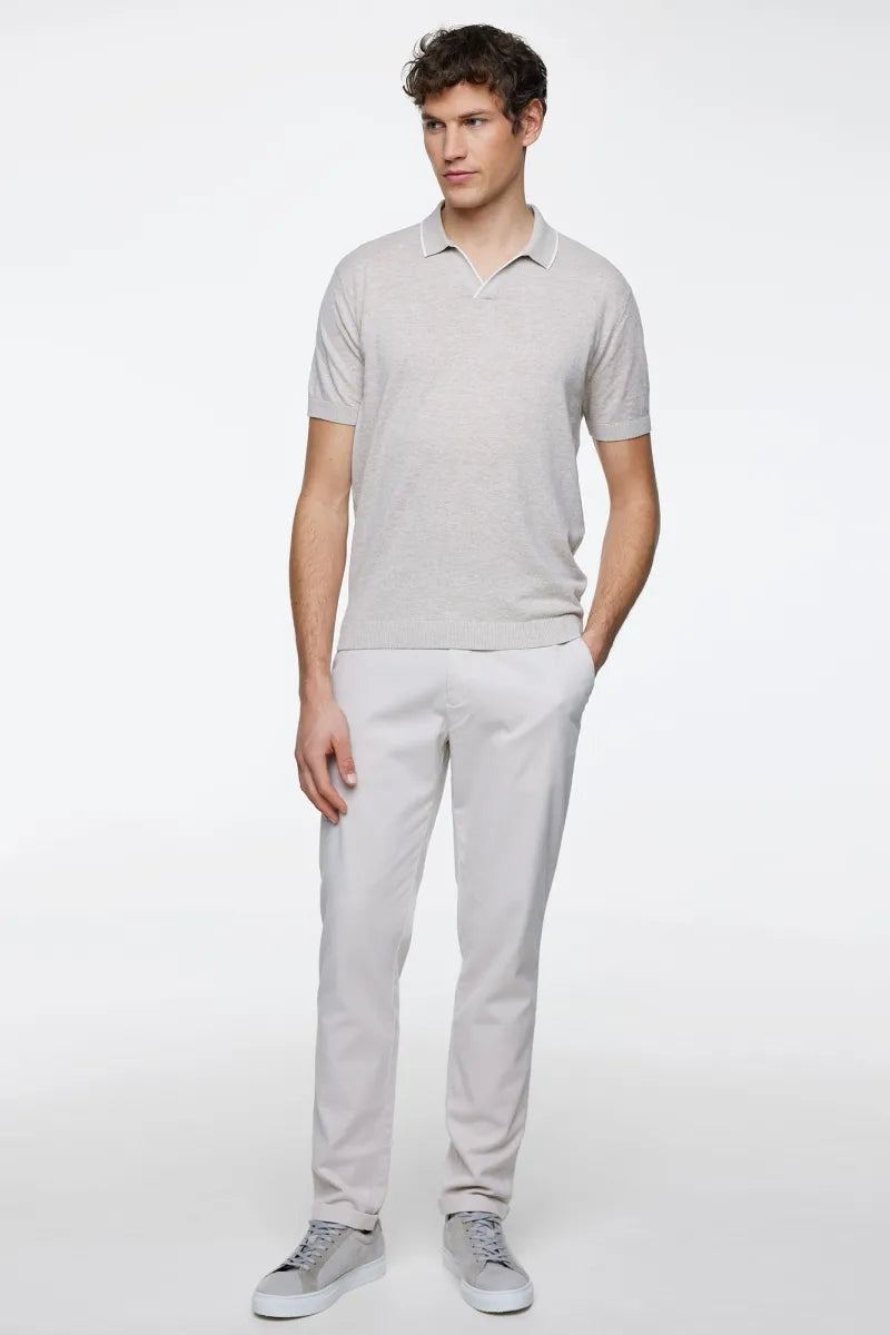 GENTILUOMO - POLO - POLO NO BUTTONS SS - SAND Modehuis-Nederland