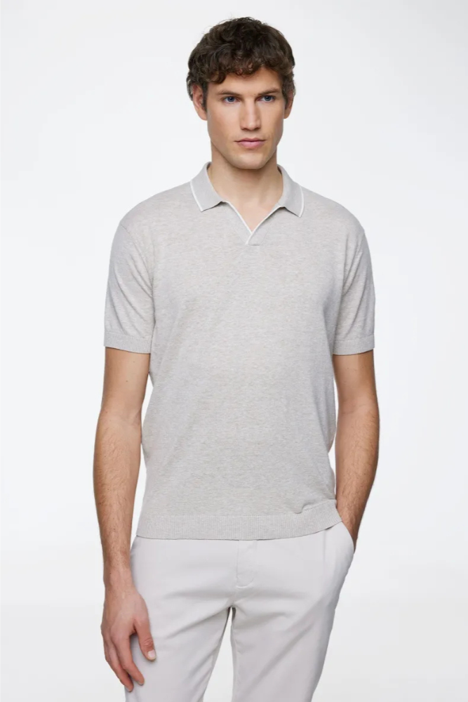 GENTILUOMO - POLO - POLO NO BUTTONS SS - SAND Modehuis-Nederland