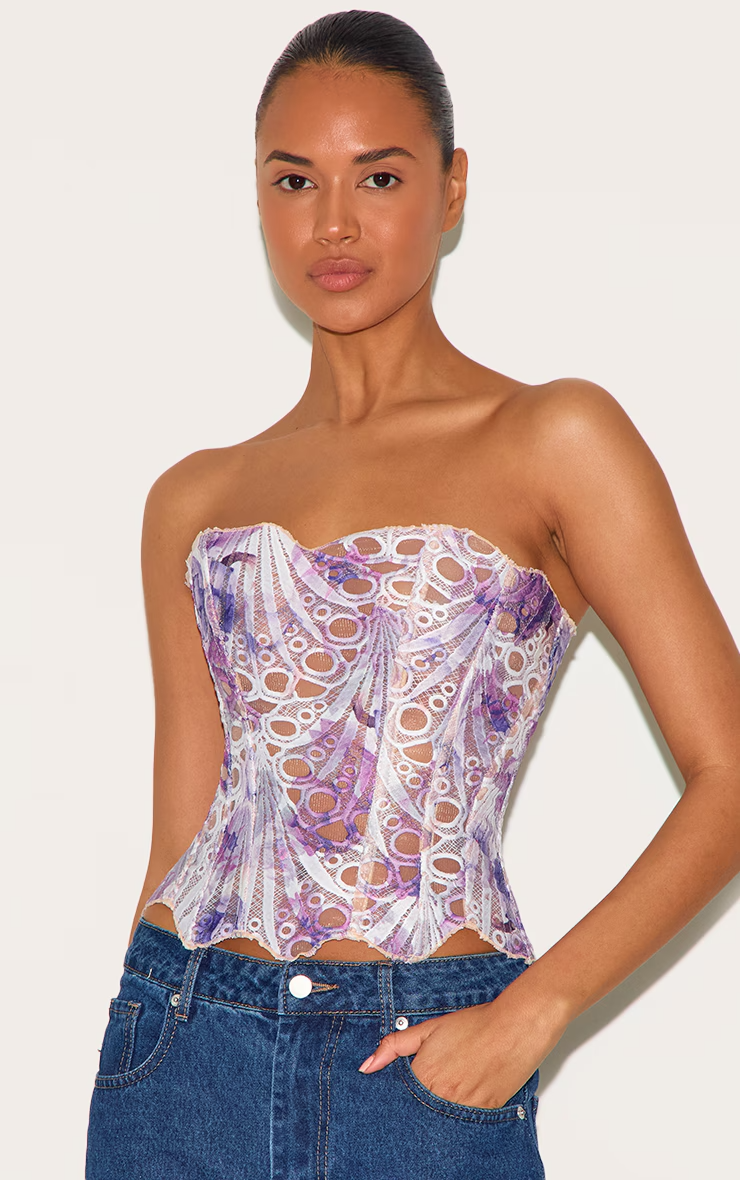 Kanten bustier top met baleinen en elegante fit – Alurelle Modehuis-Nederland