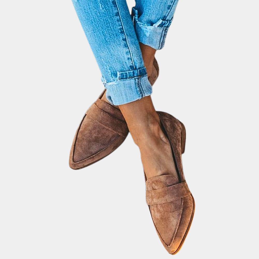 Trendy comfortabele instappers loafers suèdelook voor dames - Hollie Modehuis-Nederland