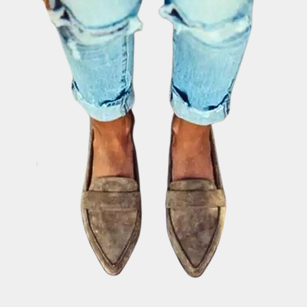 Trendy comfortabele instappers loafers suèdelook voor dames - Hollie Modehuis-Nederland
