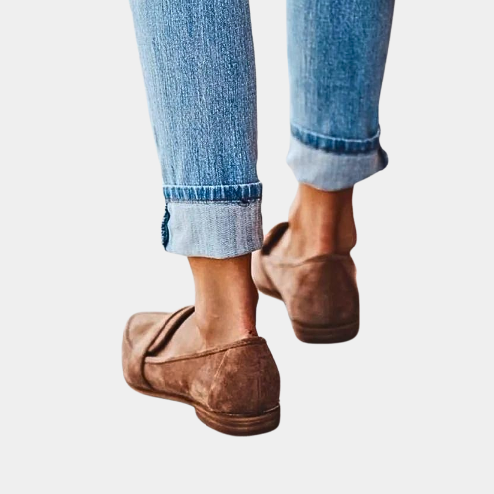 Trendy comfortabele instappers loafers suèdelook voor dames - Hollie Modehuis-Nederland