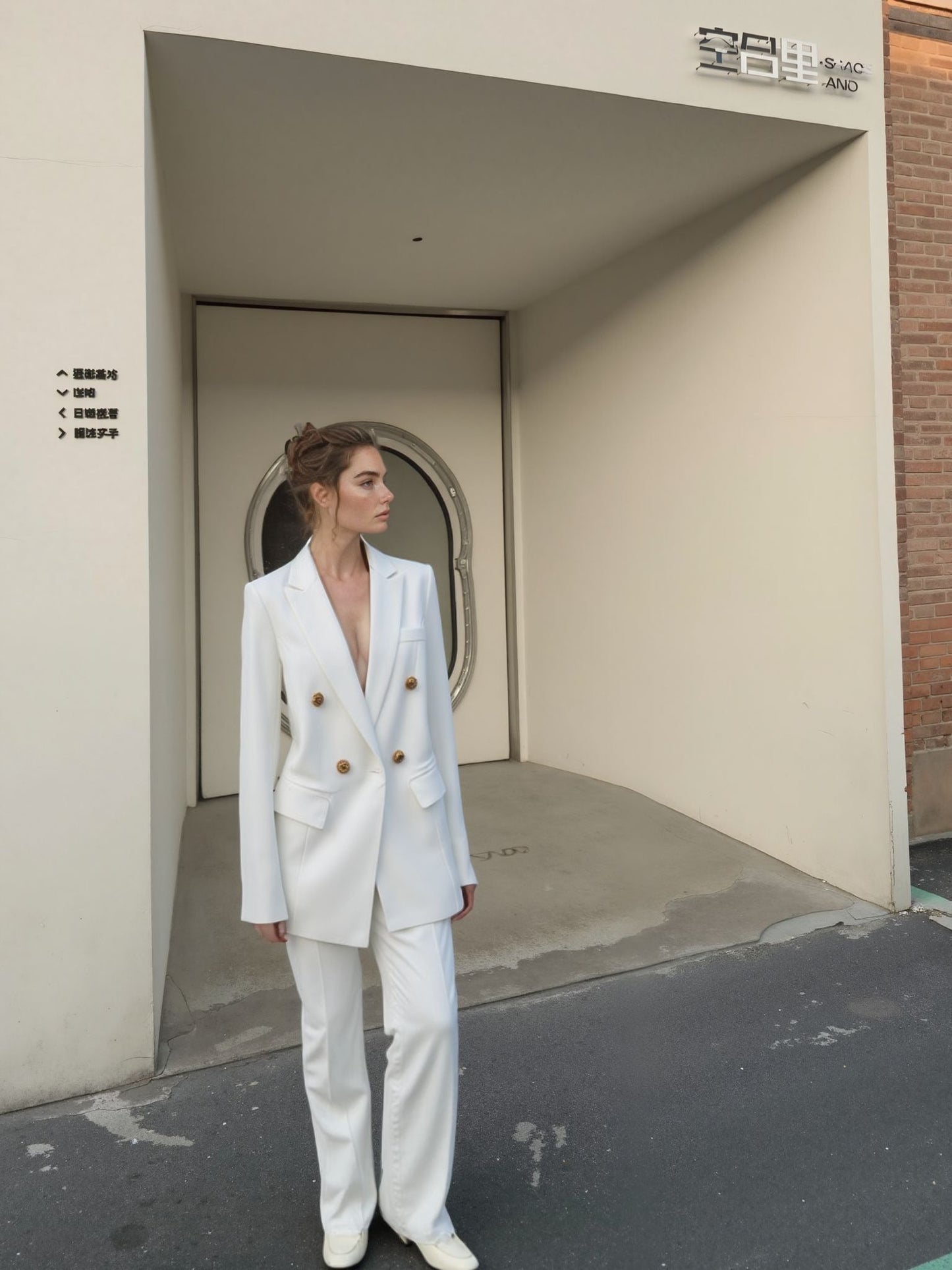 Elegant Damespak | Geïnspireerde Blazer en Pantalon & Gouden knopen Modehuis-Nederland