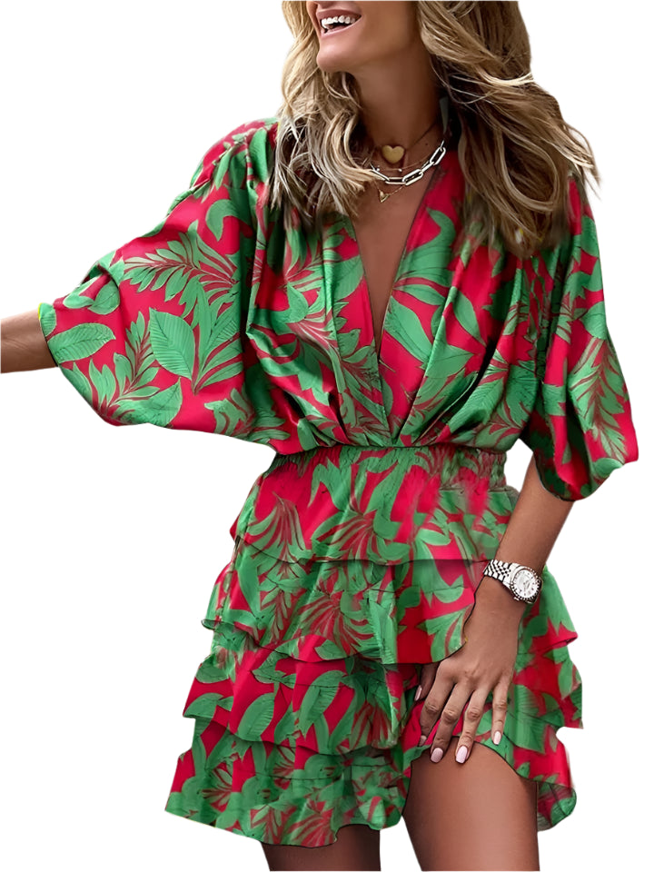 Dames jurk met verstelbare taille en vloeiend zomersilhouet