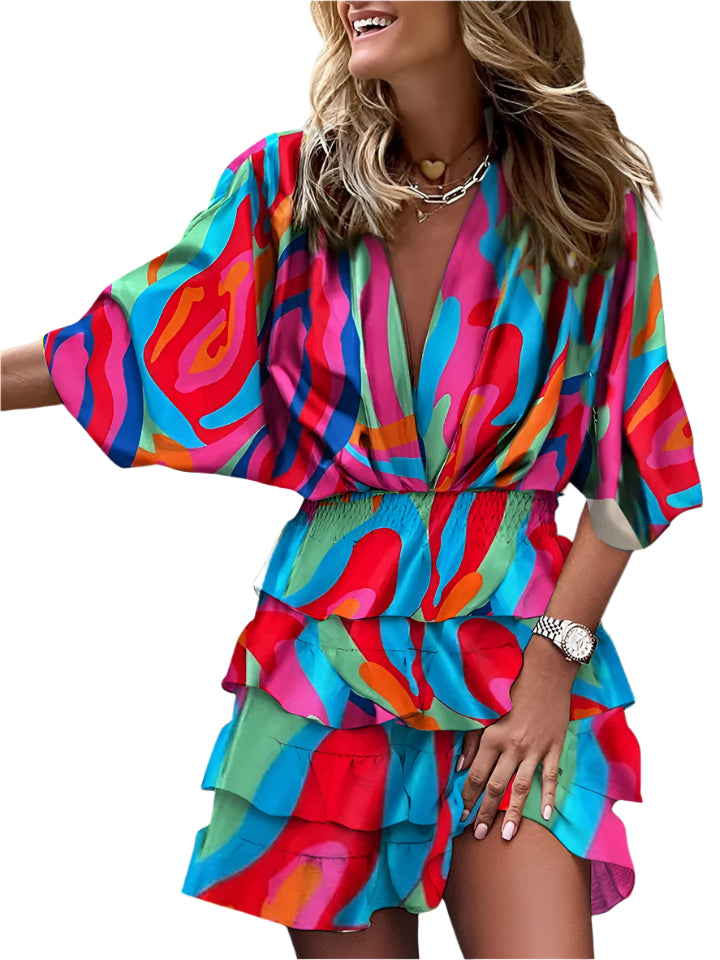 Dames jurk met verstelbare taille en vloeiend zomersilhouet