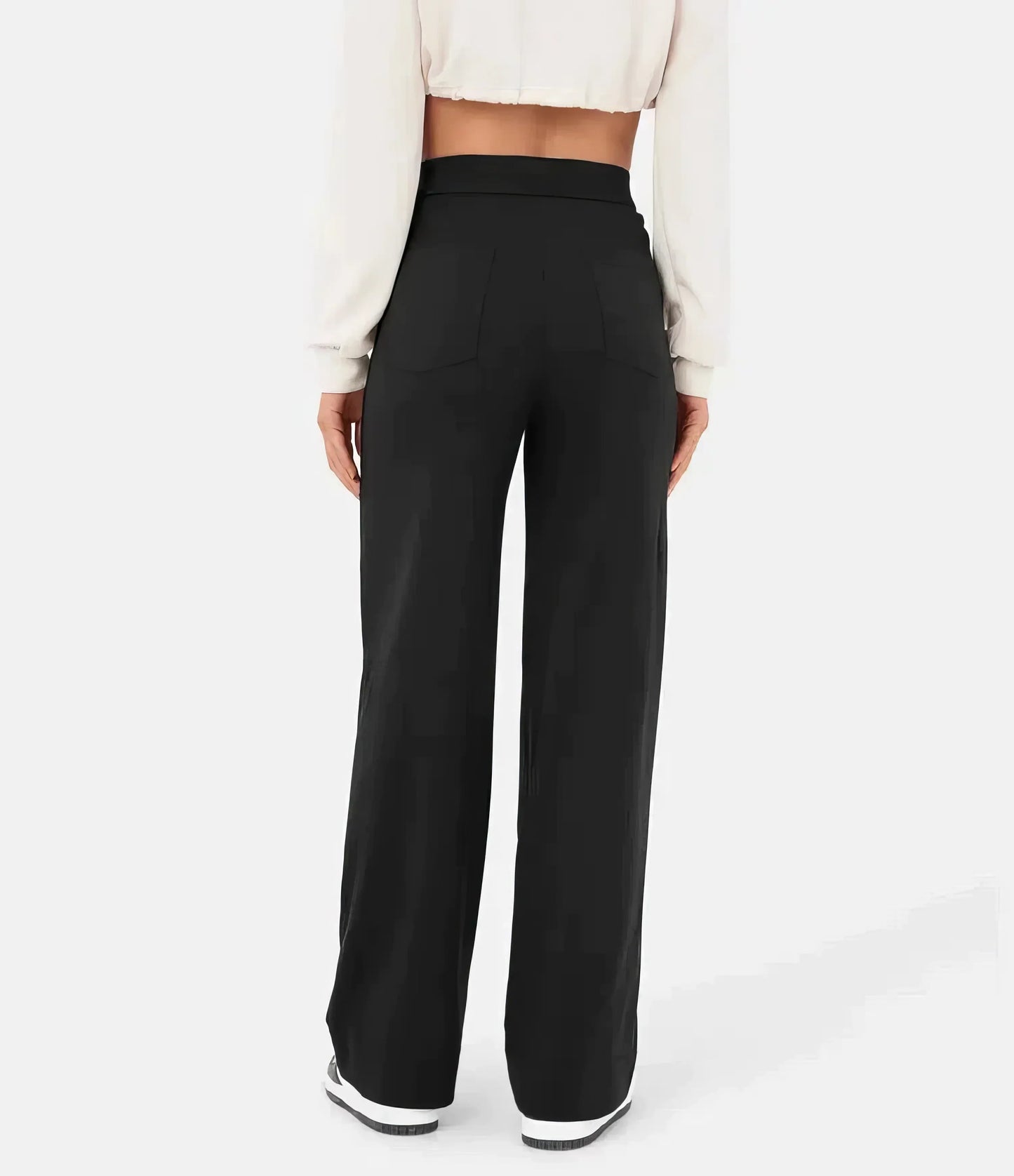 Dames broek met hoge taille en smal toelopende pijp