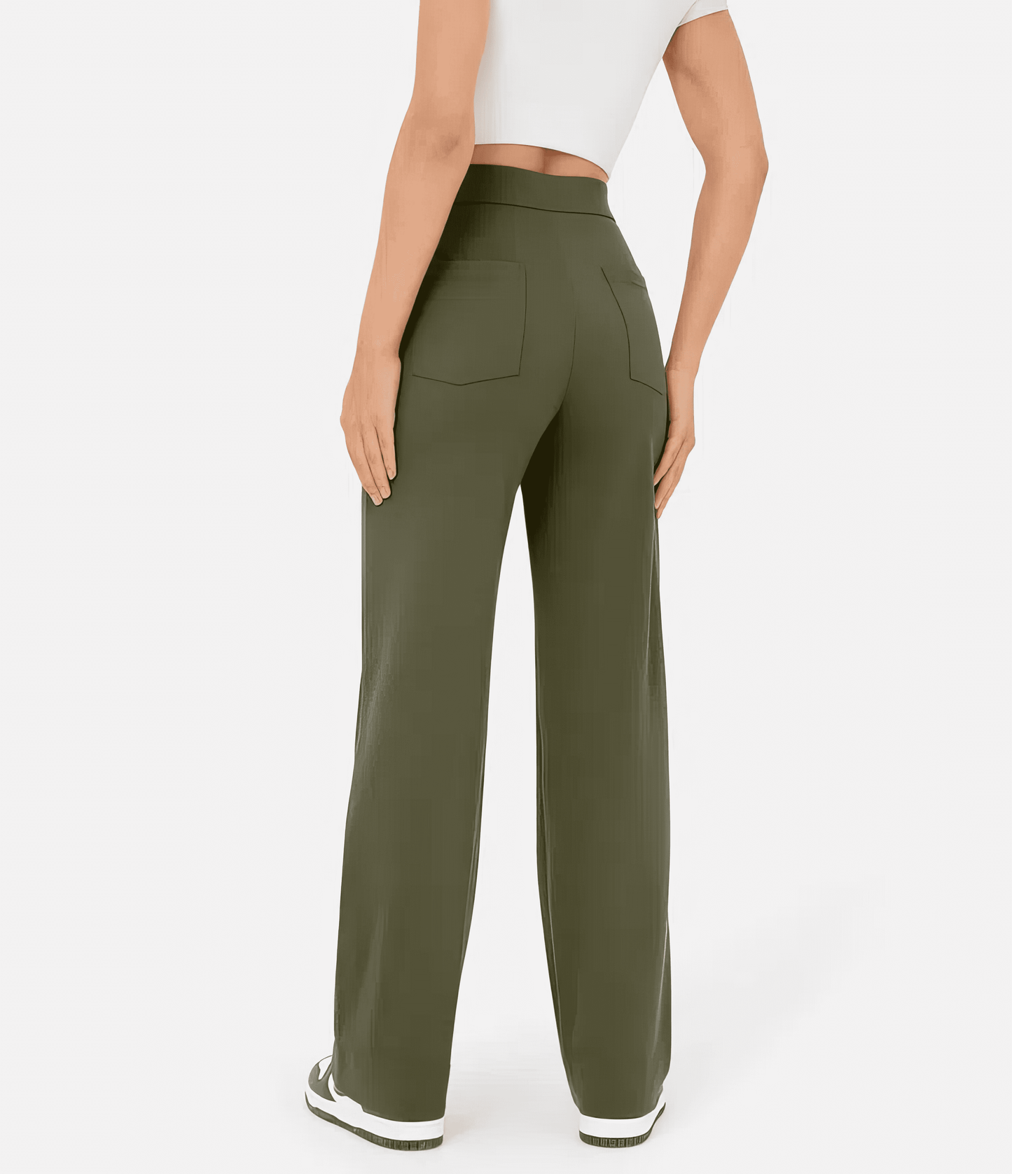 Dames broek met hoge taille en smal toelopende pijp