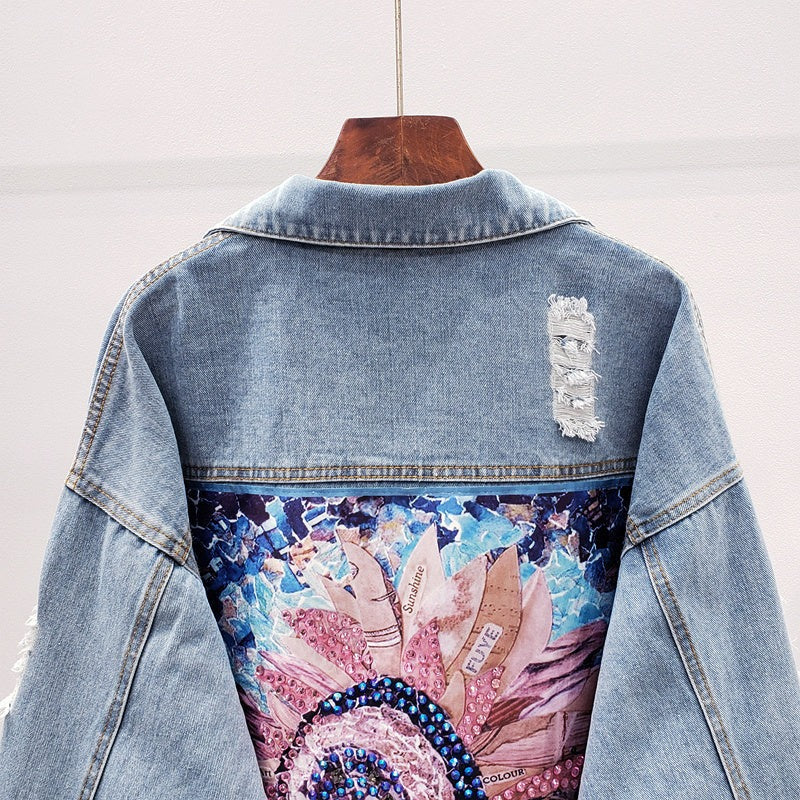 Dames Spijkerjack| festival vibe & art detail Modehuis-Nederland
