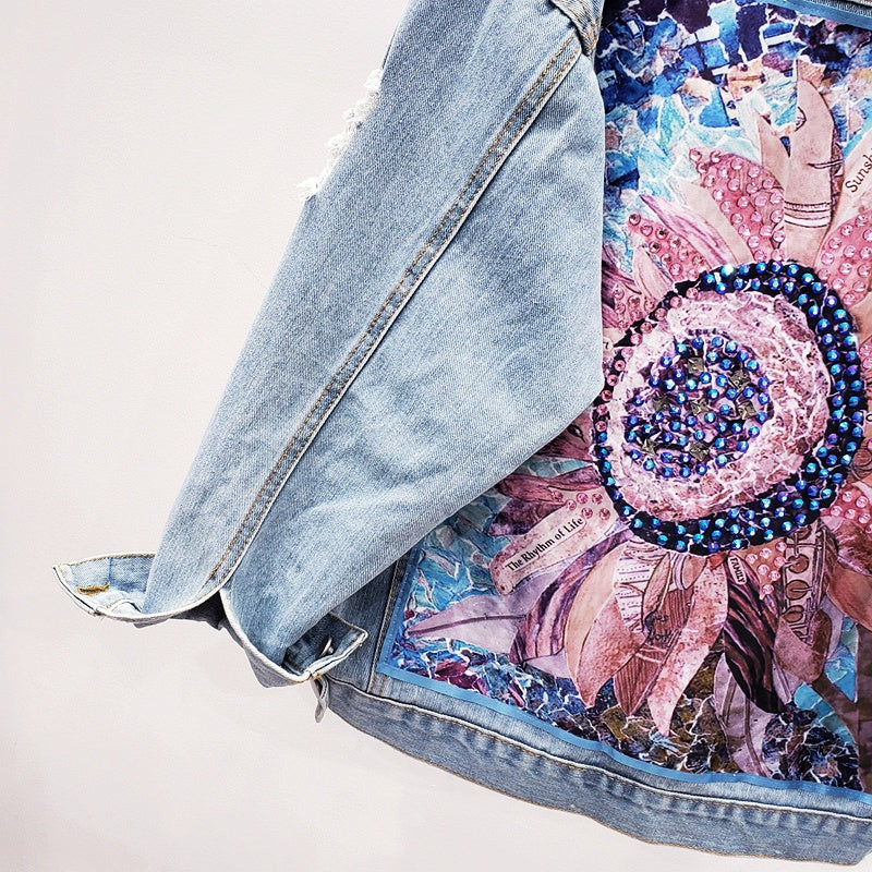 Dames Spijkerjack| festival vibe & art detail Modehuis-Nederland