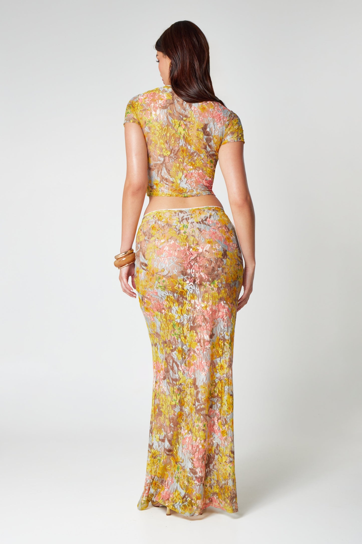 Lace co-ord set met maxi rok en crop top – Selora Modehuis-Nederland