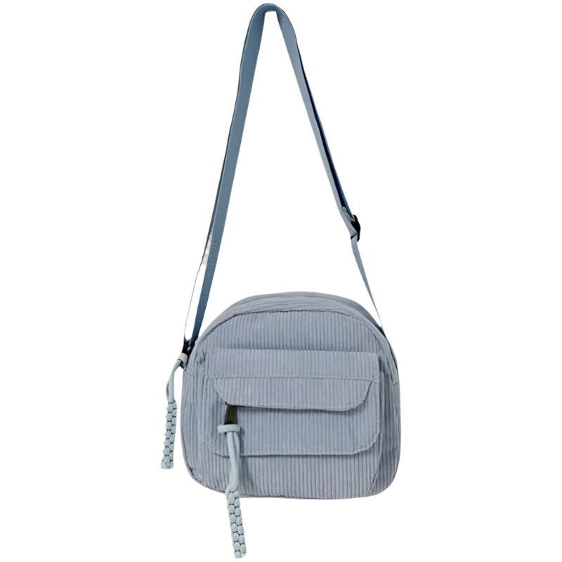 Dames crossbodytas met gebogen klep en ritsvak