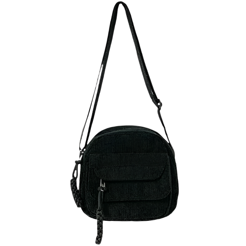 Dames crossbodytas met gebogen klep en ritsvak