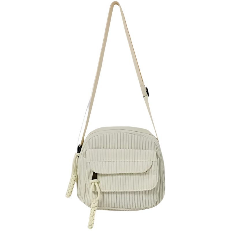 Dames crossbodytas met gebogen klep en ritsvak