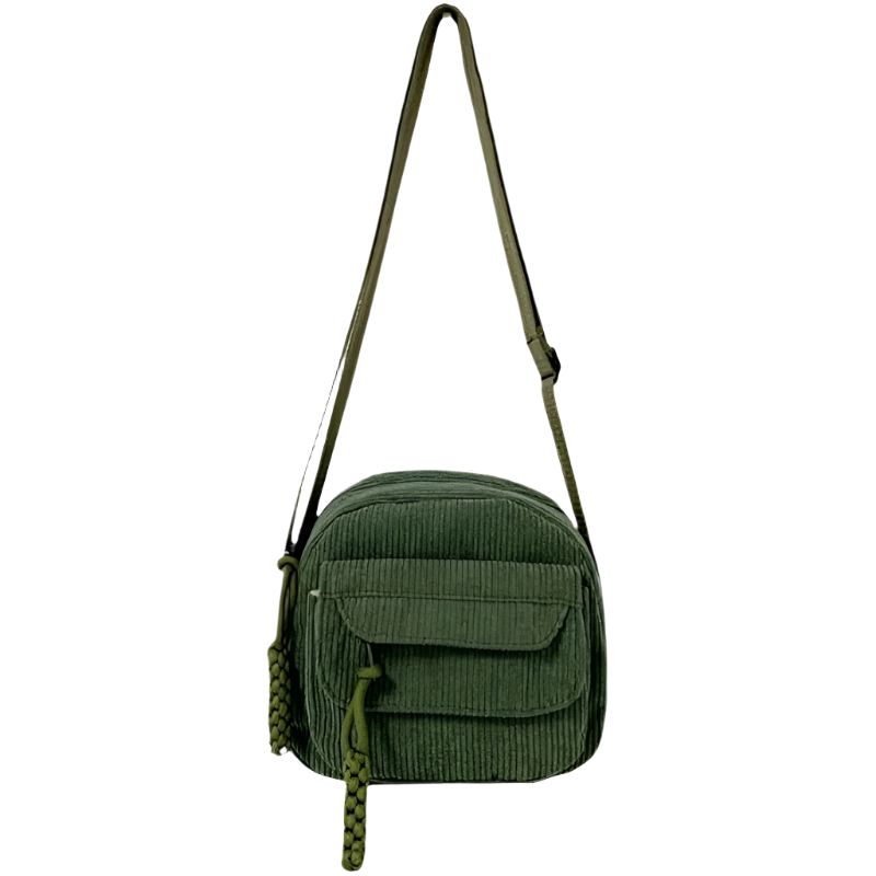 Dames crossbodytas met gebogen klep en ritsvak