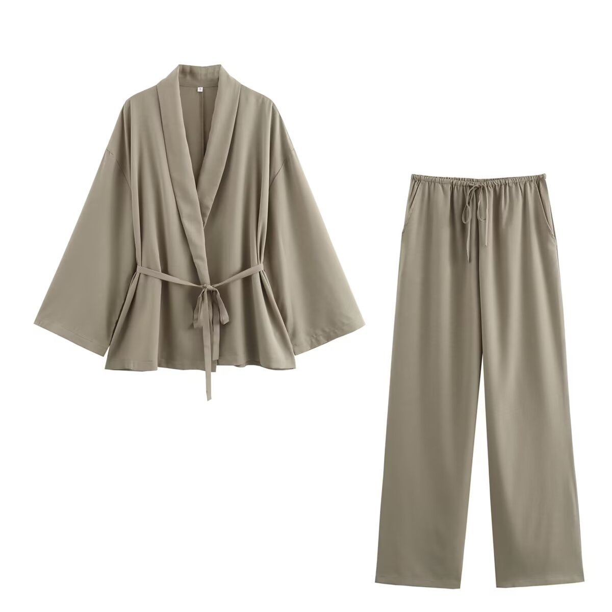 Dames kimono set met open jasje en rechte broek