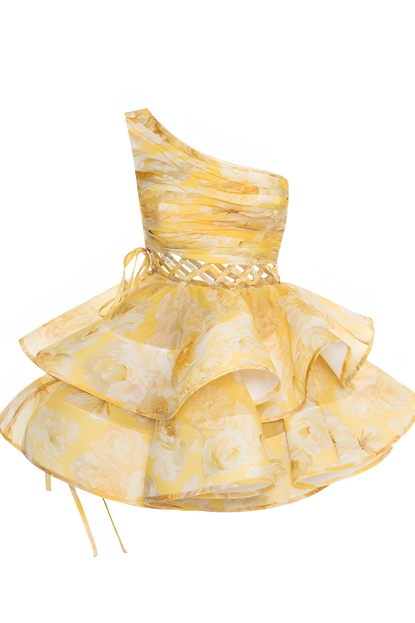 Dames one shoulder jurk met uitsnede en gelaagde rok