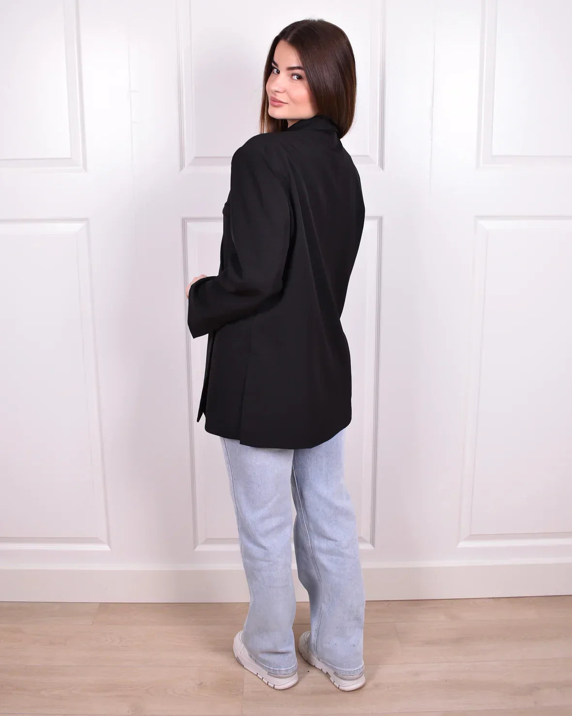 Dames oversized blazer met gestructureerde schouders en verlengd silhouet