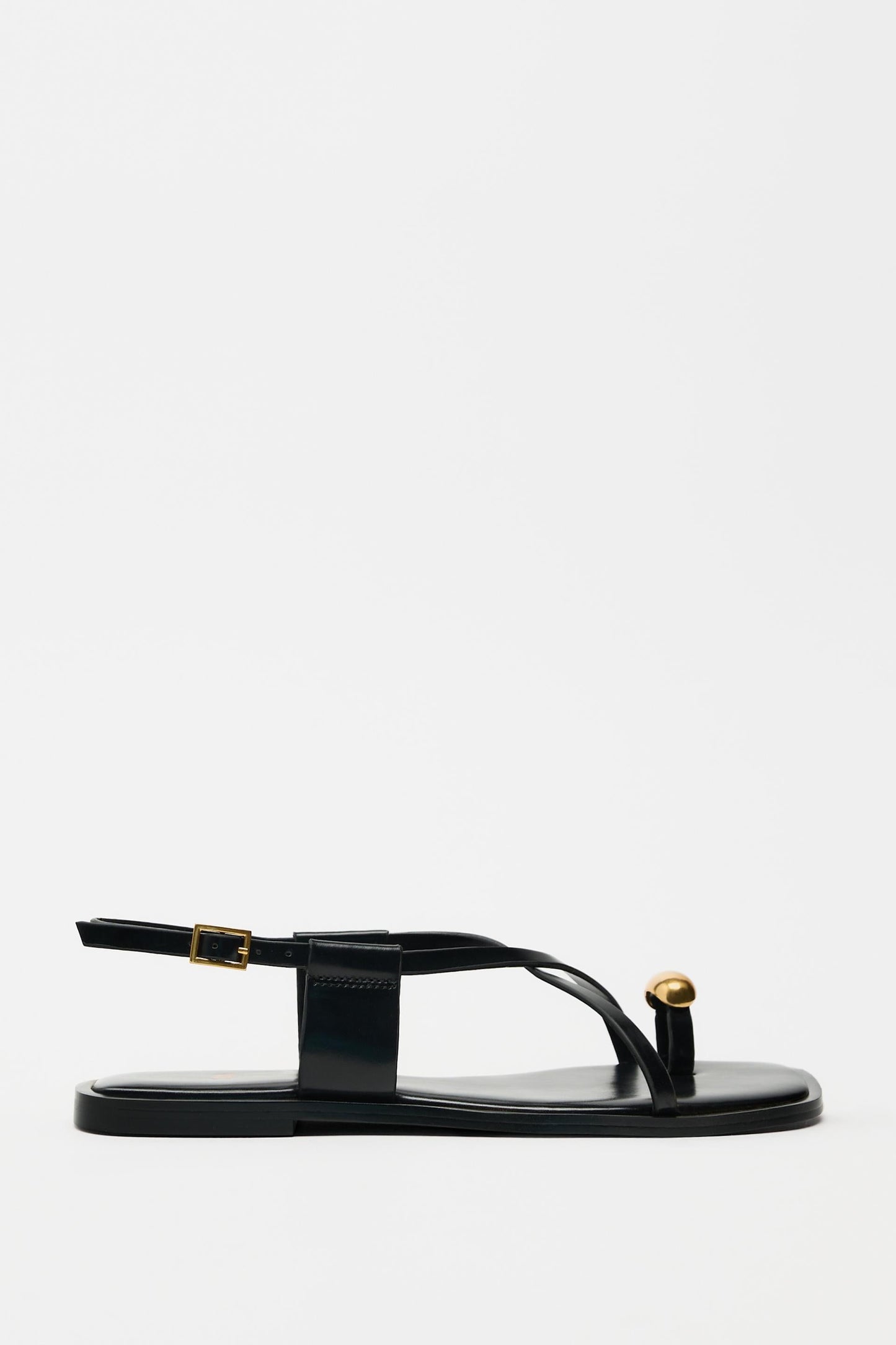 Dames platte sandalen met teenring en metallic detail