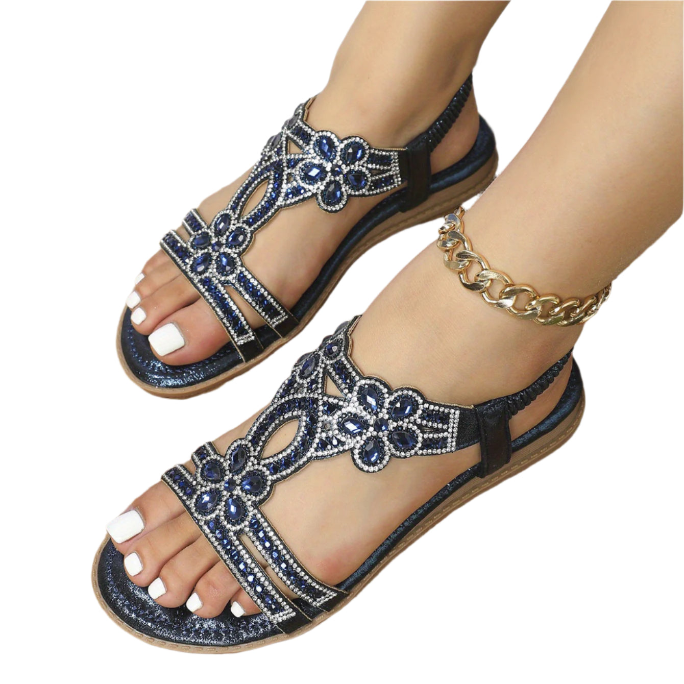 Dames sandalen met kralenbloemen en meerdere kleurvarianten