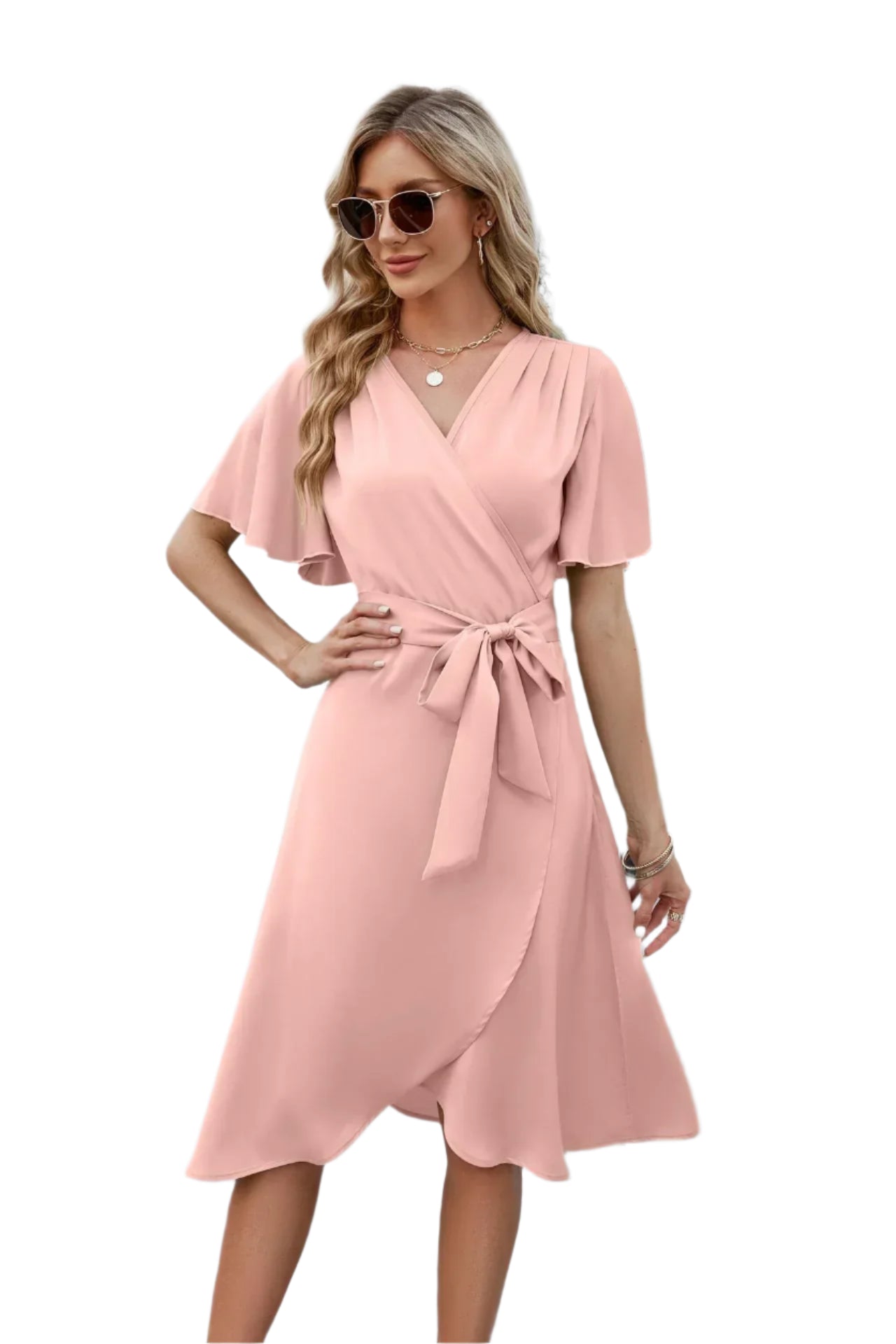 Dames zomerjurk met vloeiend silhouet en flatterende V-hals