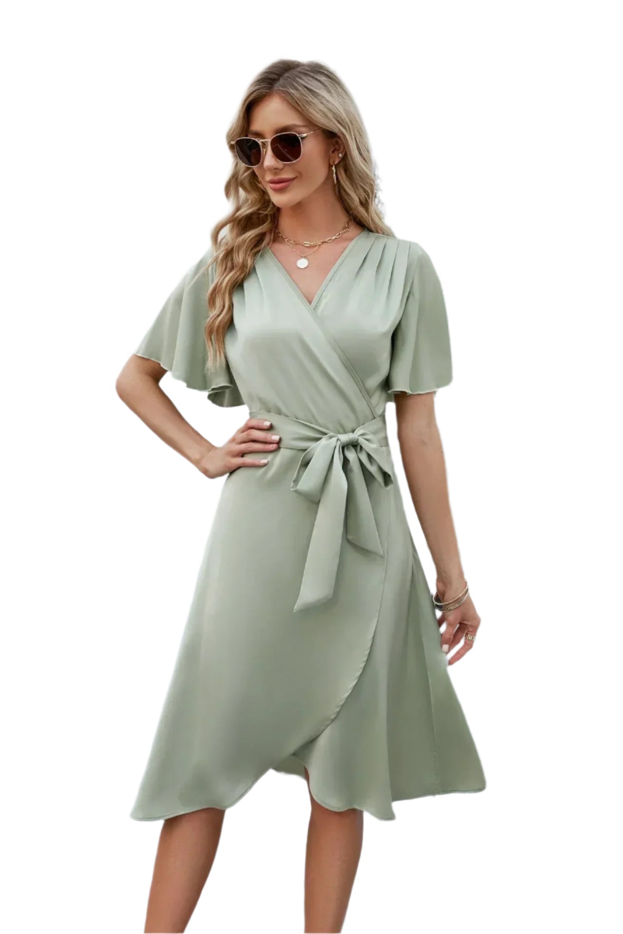 Dames zomerjurk met vloeiend silhouet en flatterende V-hals