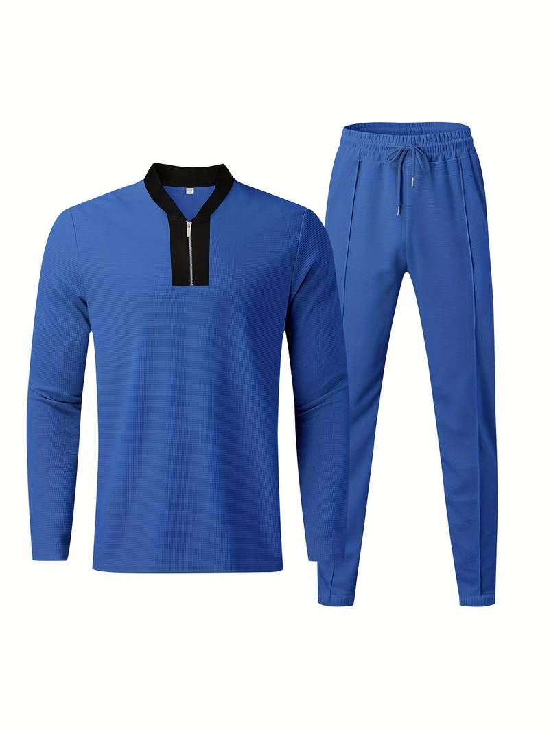 Heren trainingspak met halve rits en rechte broek