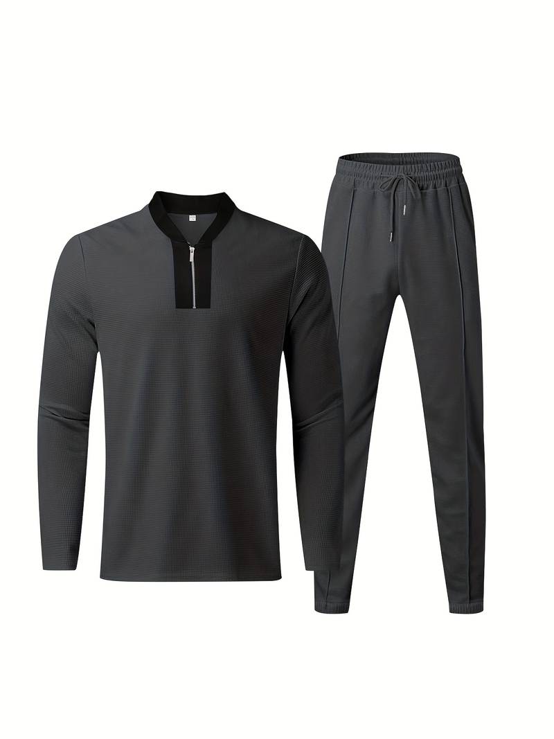 Heren trainingspak met halve rits en rechte broek