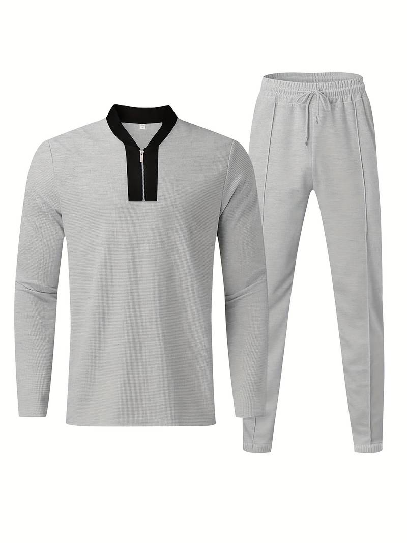 Heren trainingspak met halve rits en rechte broek