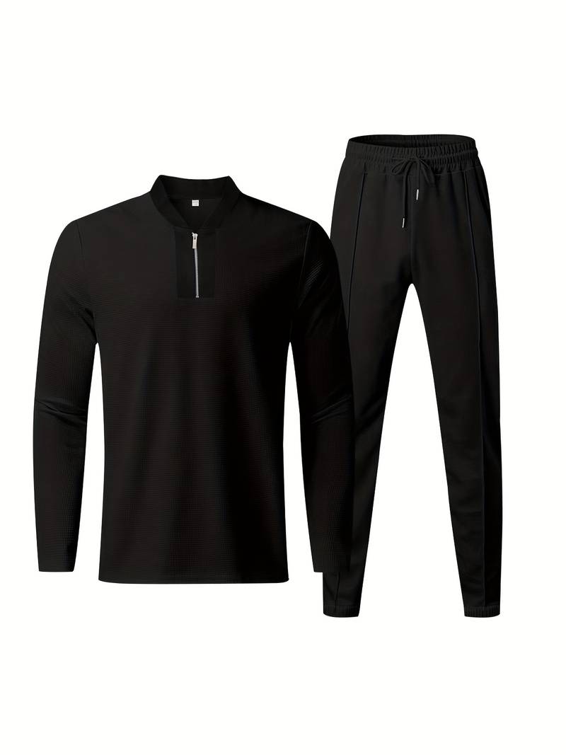 Heren trainingspak met halve rits en rechte broek