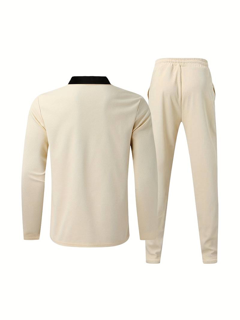 Heren trainingspak met halve rits en rechte broek
