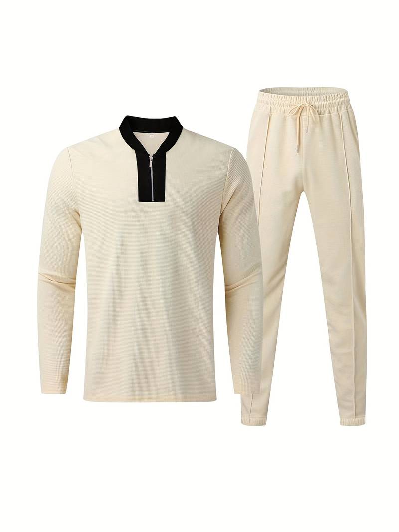 Heren trainingspak met halve rits en rechte broek