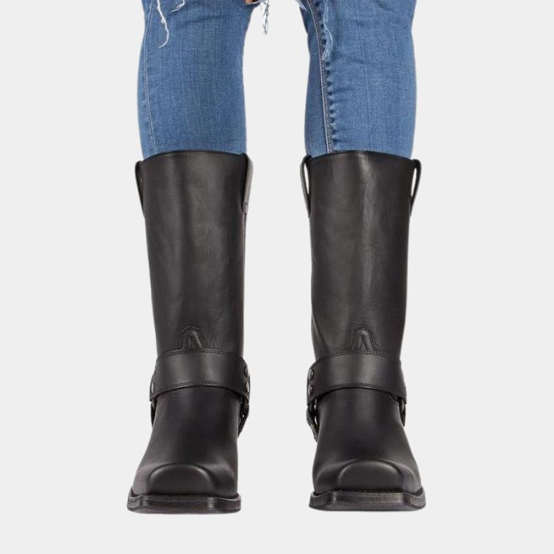 Dames cowboy enkellaarsjes met instapmodel en blokhak
