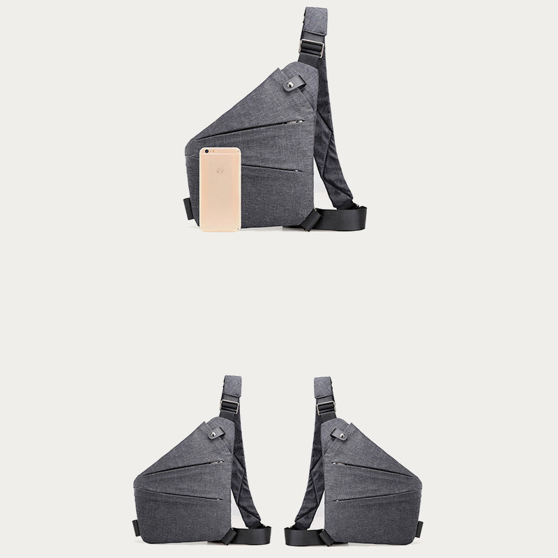 Uniseks schoudertas met verborgen vakken en minimalistisch silhouet