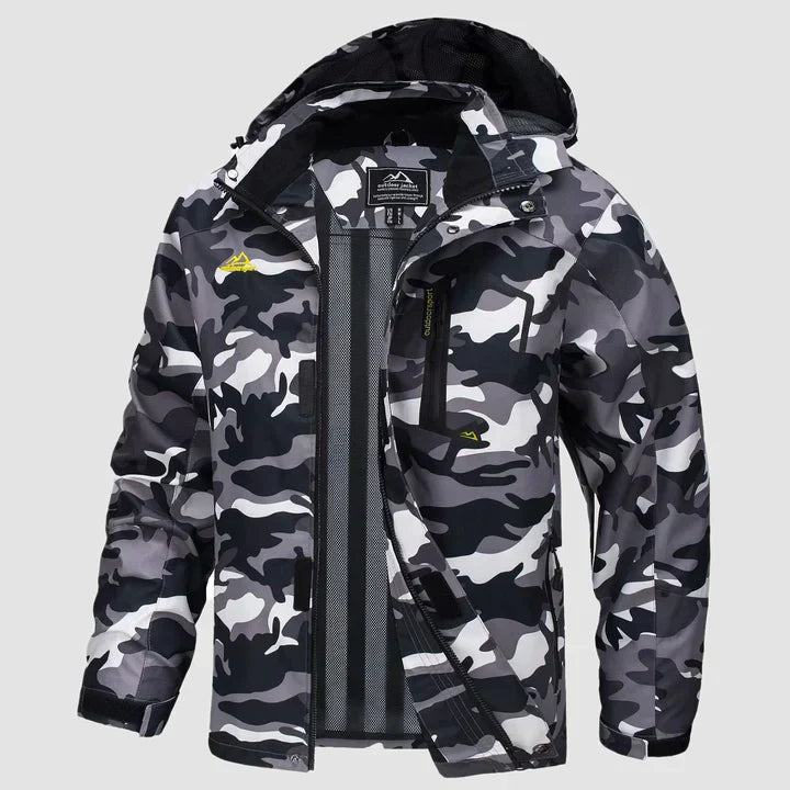 Heren winterjas met hoge kraag en recht silhouet