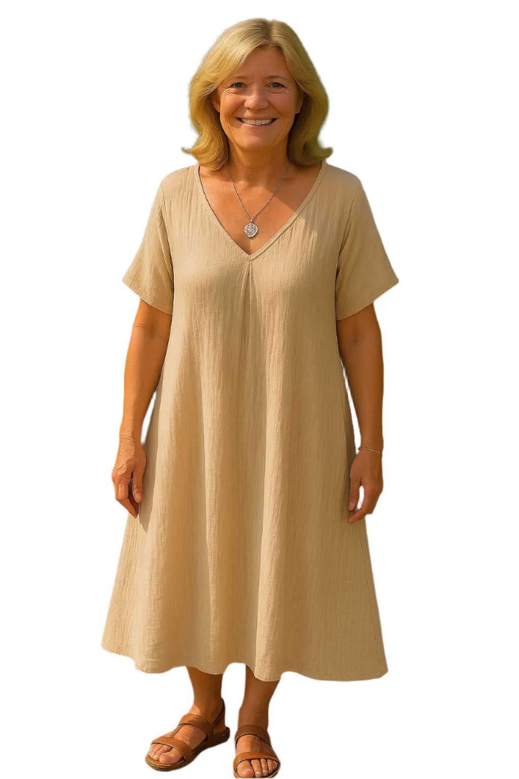 Glamour | Loose V-hals Jurk Modehuis-Nederland