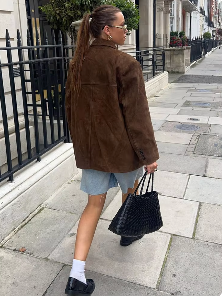 NINA – Suède leren blazer Modehuis-Nederland