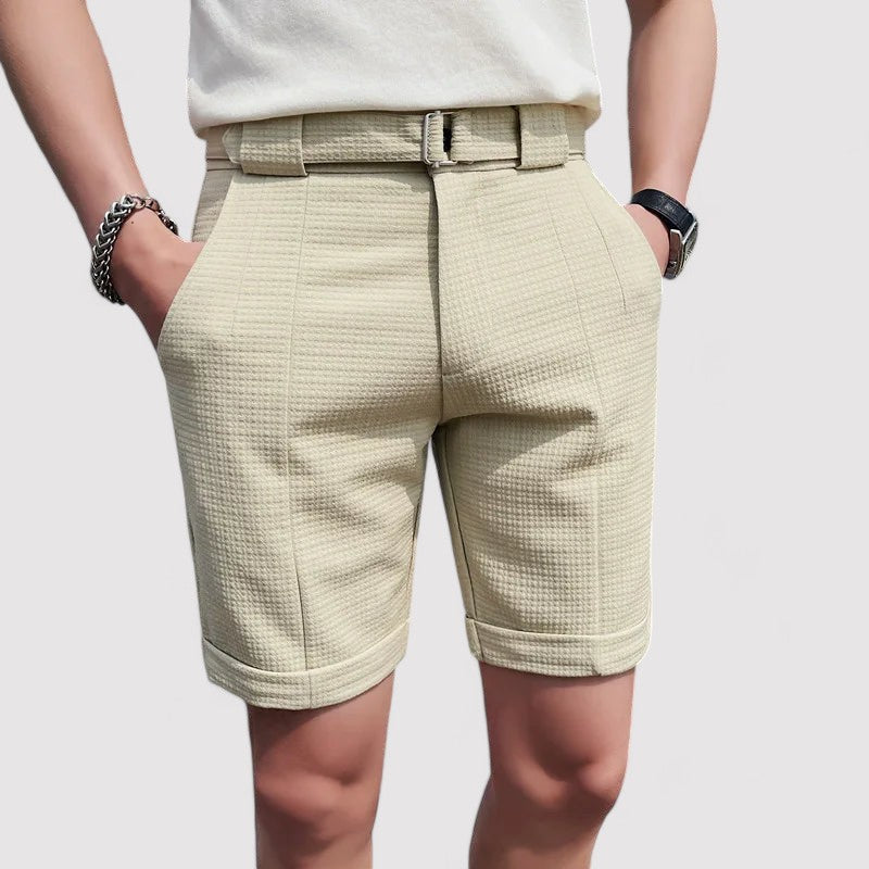 Heren geruite korte broek met verstelbare riem